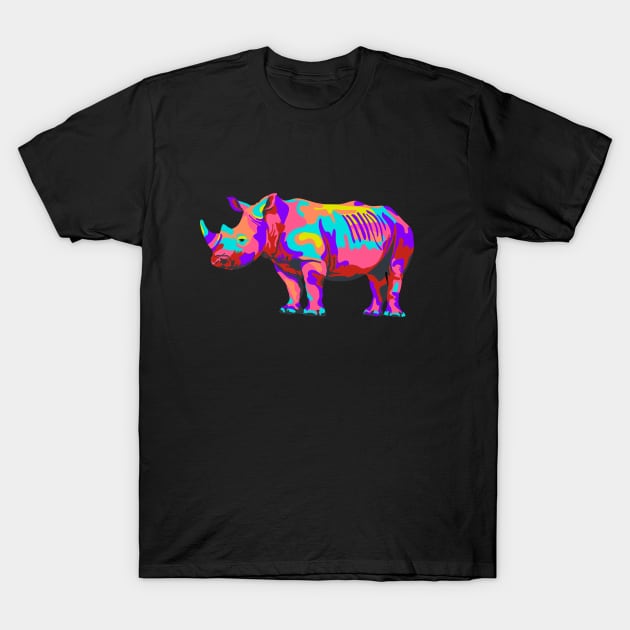 Rainbow Rhino T-Shirt by Slightly Unhinged